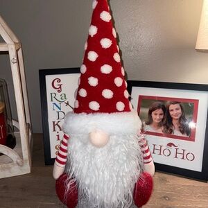Charming Red and White Polka Dot Holiday Gnome Tree Topper or Table Decor